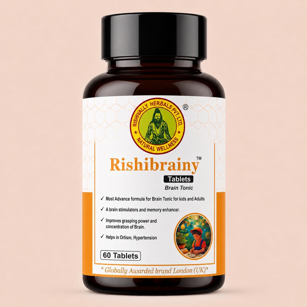 Rishivally Herbals Rishibrainy Tablets | Brain Booster | Brain Tonic | Helps in Hypertension